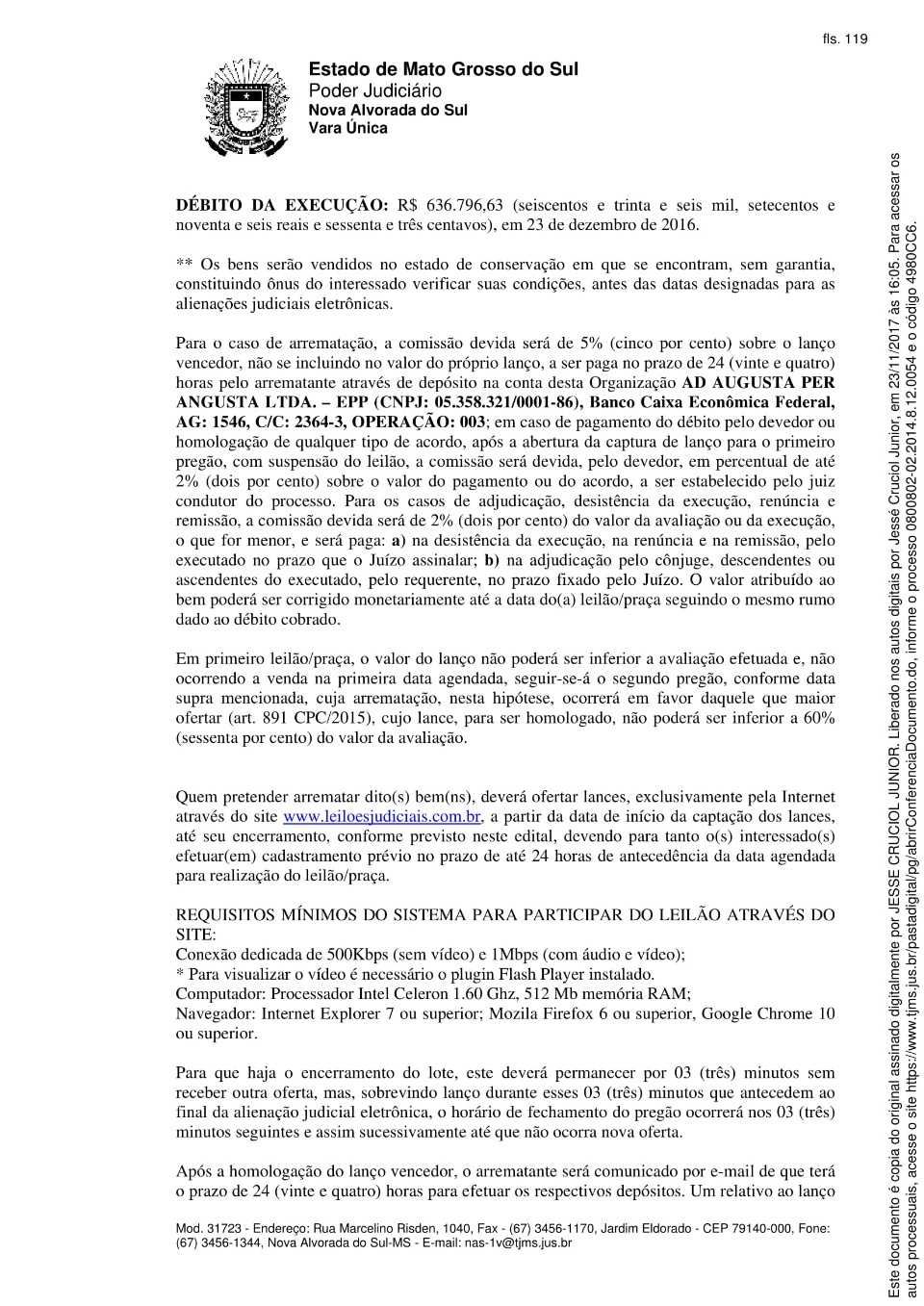 Justiça Estadual realizam leilão eletrônico de 28 hectares em Nova Alvorada do Sul