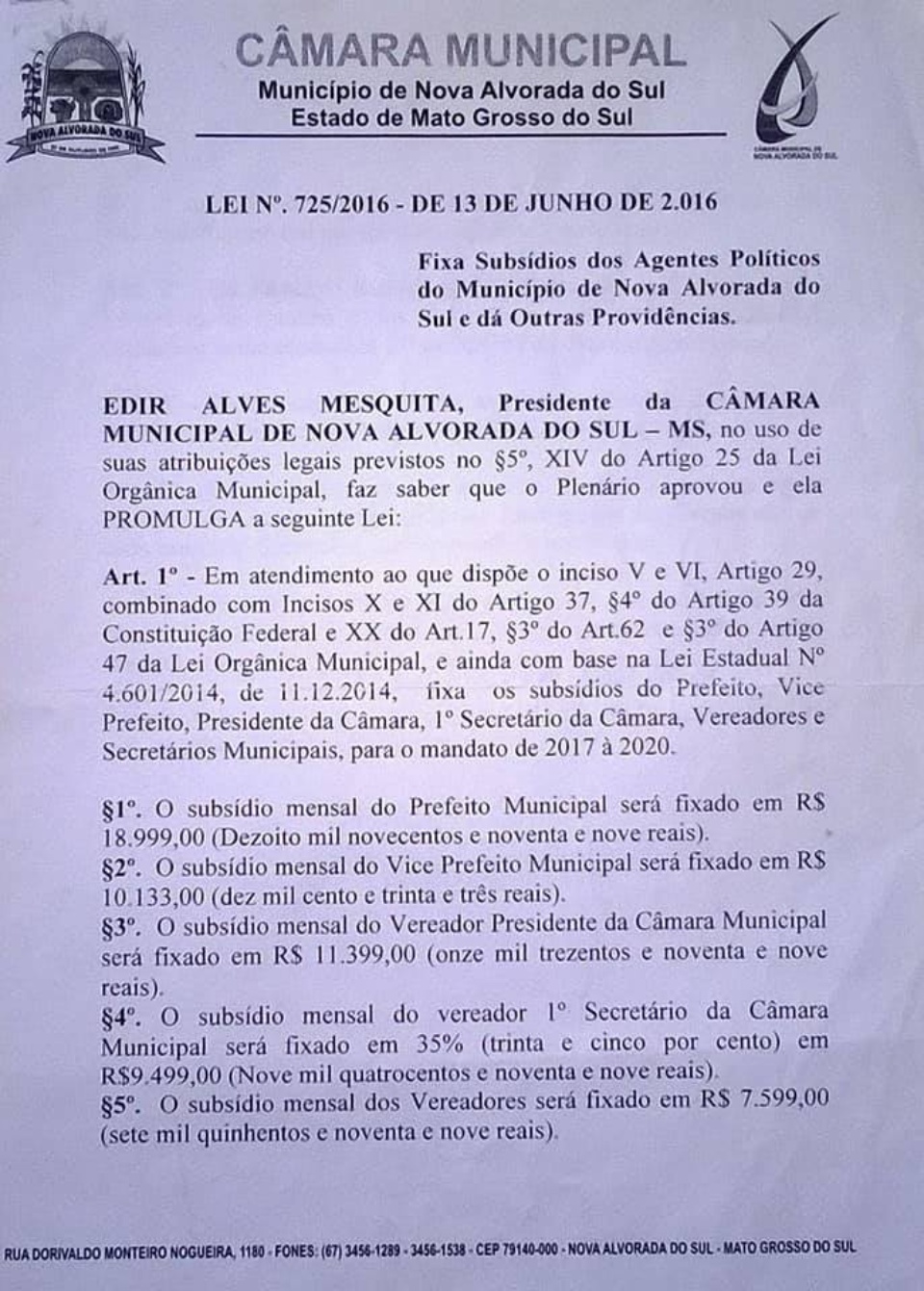 Presidente da Câmara apresenta projeto de LEI pra reduzir salario da mesa diretora