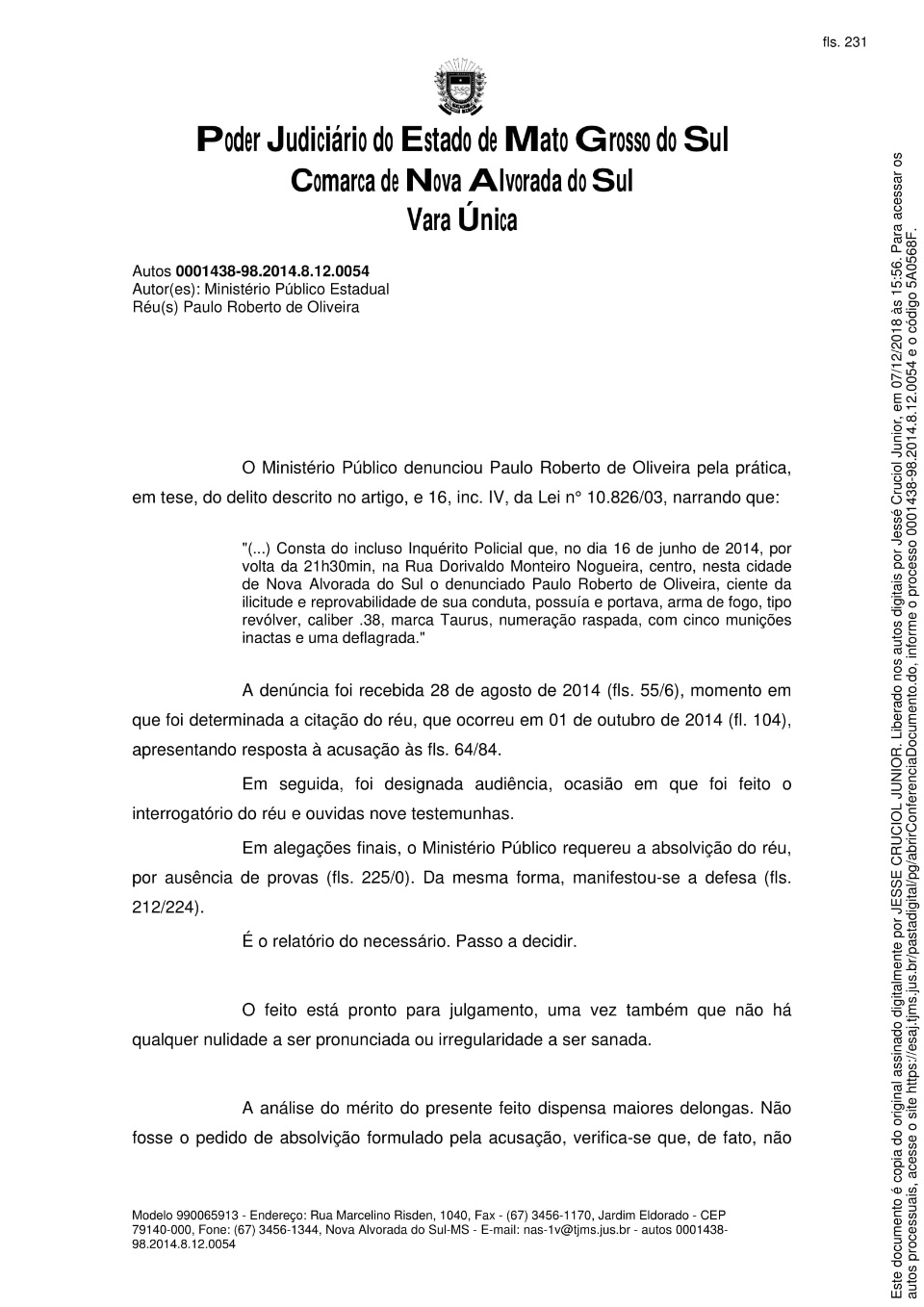 Paulo Puff é inocentado pela justiça e arma plantada em seu carro prova armação politica