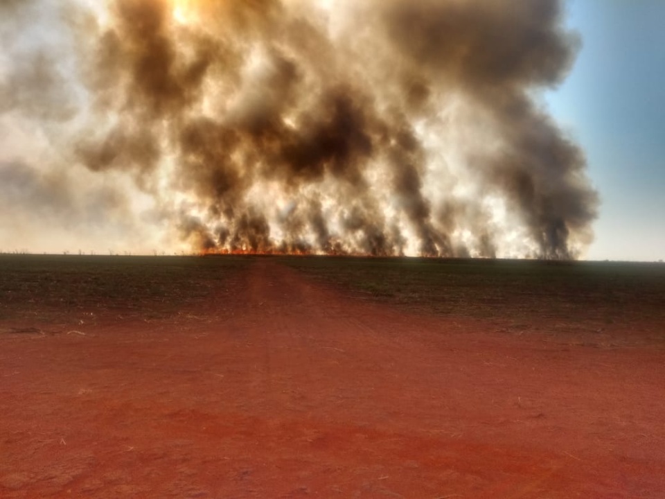 Incêndio de grandes proporções atinge mais de cinco fazendas em Nova Alvorada do Sul