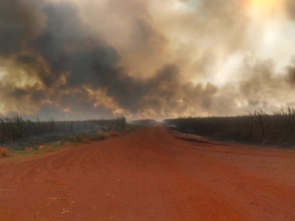 Incêndio de grandes proporções atinge mais de cinco fazendas em Nova Alvorada do Sul