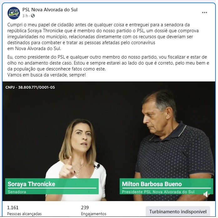 Denúncia é protocolada na Câmara Municipal de Nova Alvorada do Sul
