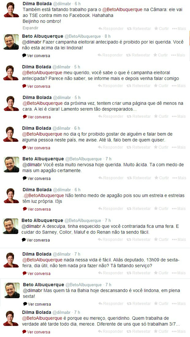 Dilma, e líder do PSB fica 'zoando' perfil fake da presidente Dilma, e líder do PSB fica 'zoando' perfil fake da presidente