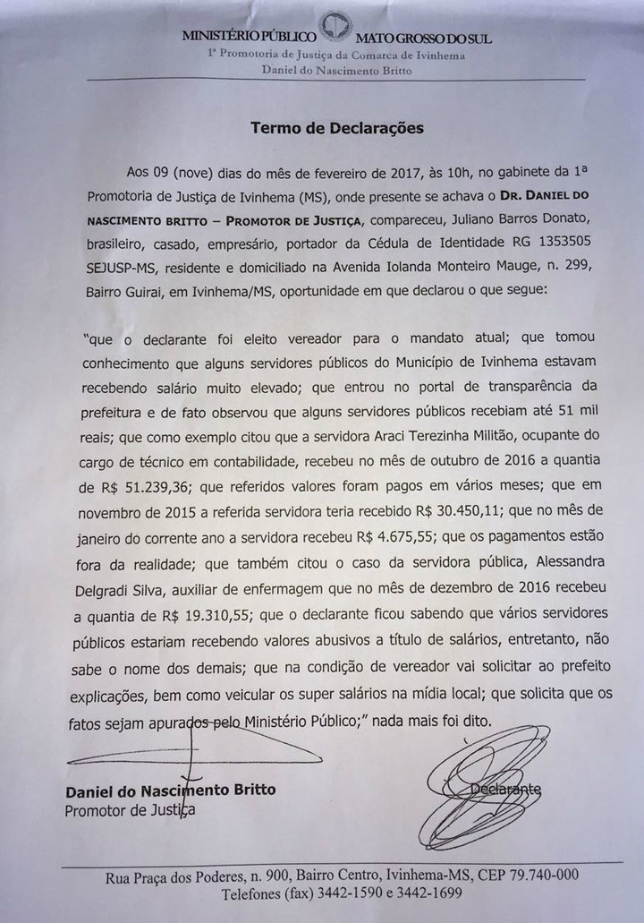 Vereador denuncia suposta farra com dinheiro público Vereador denuncia suposta farra com dinheiro público