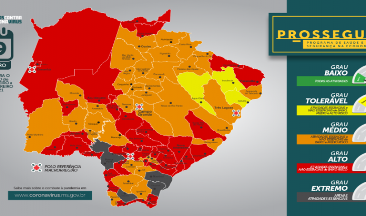 Prosseguir: 37 cidades estão na bandeira vermelha e quatro na cinza