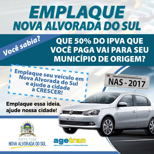Prefeitura lança campanha “Emplaque Nova Alvorada do Sul”