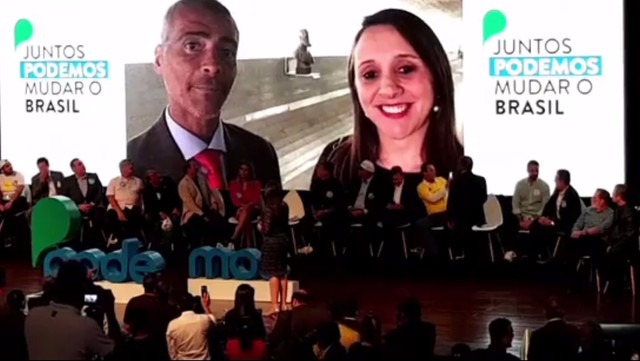Álvaro Dias, Romário e Marcelinho Carioca se filiam ao Podemos Vídeo do senador Romário para o ato de lançamento do Podemos (Foto: Reprodução/Facebook)