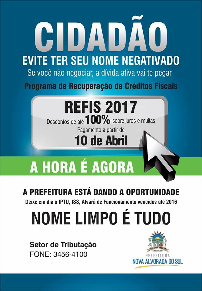 Está acabando o prazo para aderir ao REFIS de Nova Alvorada do Sul
