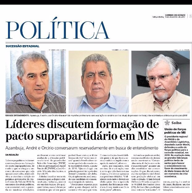 Deputado Federal Zeca do PT desmente Correio do Estado Materia veiculada na edição de hoje no correio do estado: imagem Divulgação