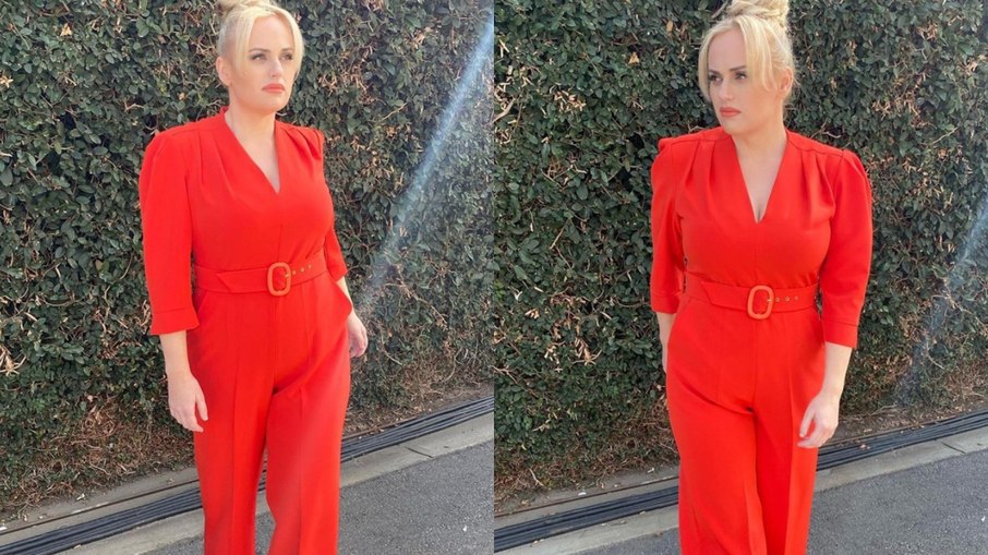 Após emagrecer 30kg, Rebel Wilson exibe corpo em macacão acinturado Após emagrecer 30kg, Rebel Wilson exibe corpo em macacão acinturado
