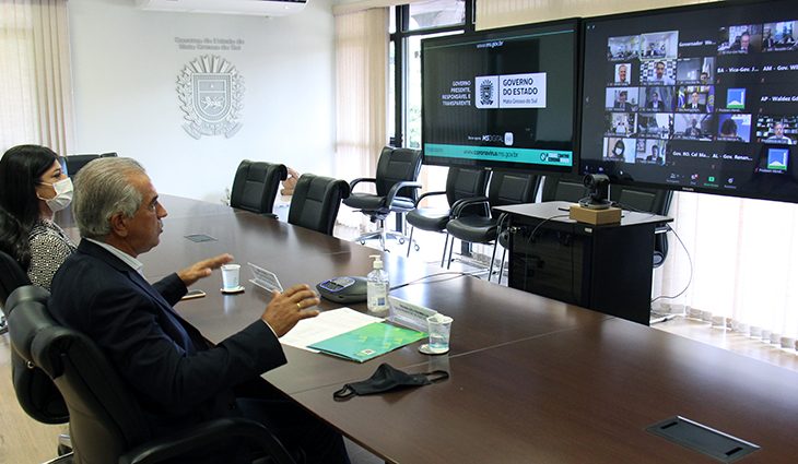 Com mandatários do Congresso, Reinaldo Azambuja defende volta do auxílio emergencial e liberação de vacinas