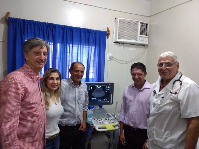 Deputado Federal Dagoberto Nogueira PDT, Diretora do Hospital Cíntia, prefeito Arlei Silva Barbosa, Vereador Nélio Dias Justen e o Médico Jose Augusto Penteado./ Foto Antonio Marques