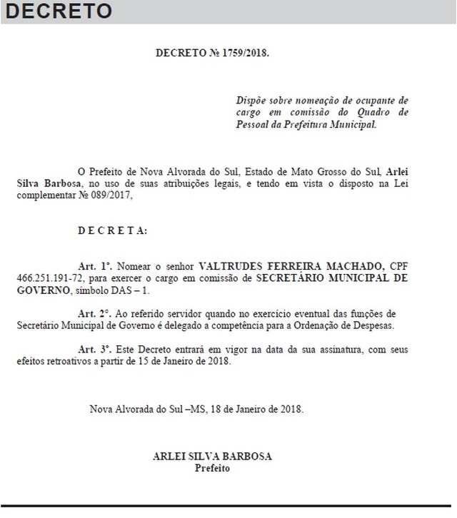 Valtrudes Machado assume a Secretária Municipal de Governo de Nova Alvorada do Sul