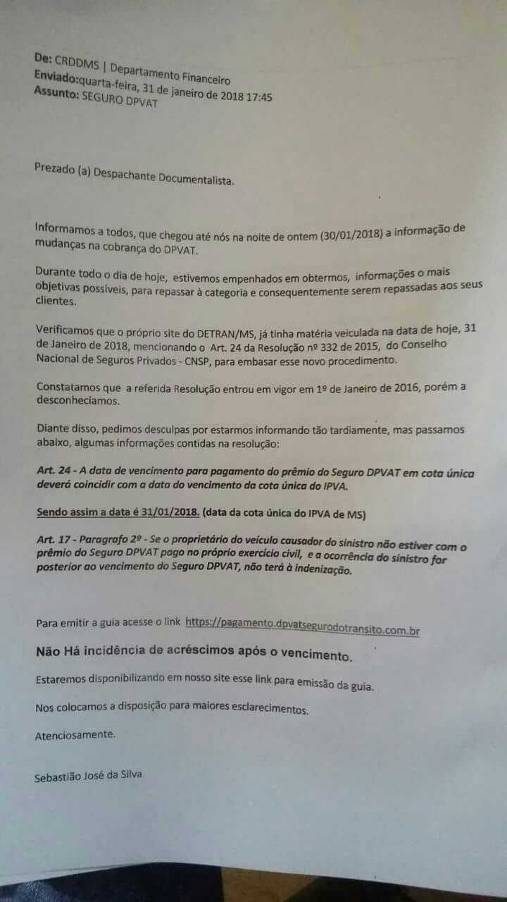 Mudança na cobrança do Seguro DPVAT 2018