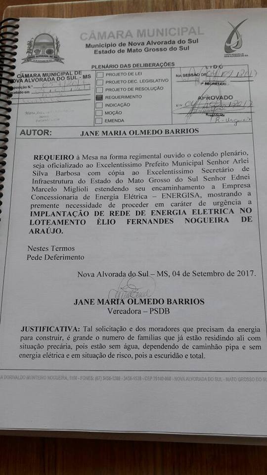 Vereadora Jane Barrios acompanha início da implantação da rede elétrica no Bairro Élio Fernando Nogueira de Araújo