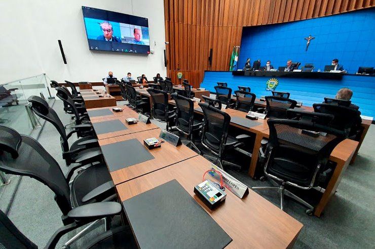 Plenário da Assembleia Legislativa de Mato Grosso do Sul durante sessão remota realizada nesta quinta-feira