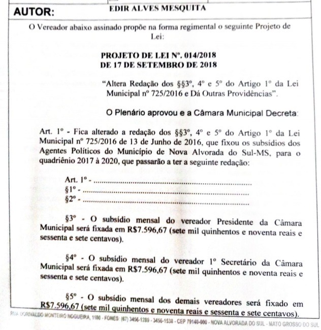 Presidente da Câmara apresenta projeto de LEI pra reduzir salario da mesa diretora