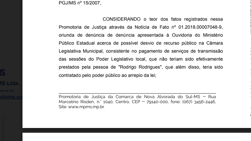 Funcionários Fantasmas e Contratação Irregular de Escritório de Advocacia tornam Câmara de Nova Alvorada do Sul alvo do MPE