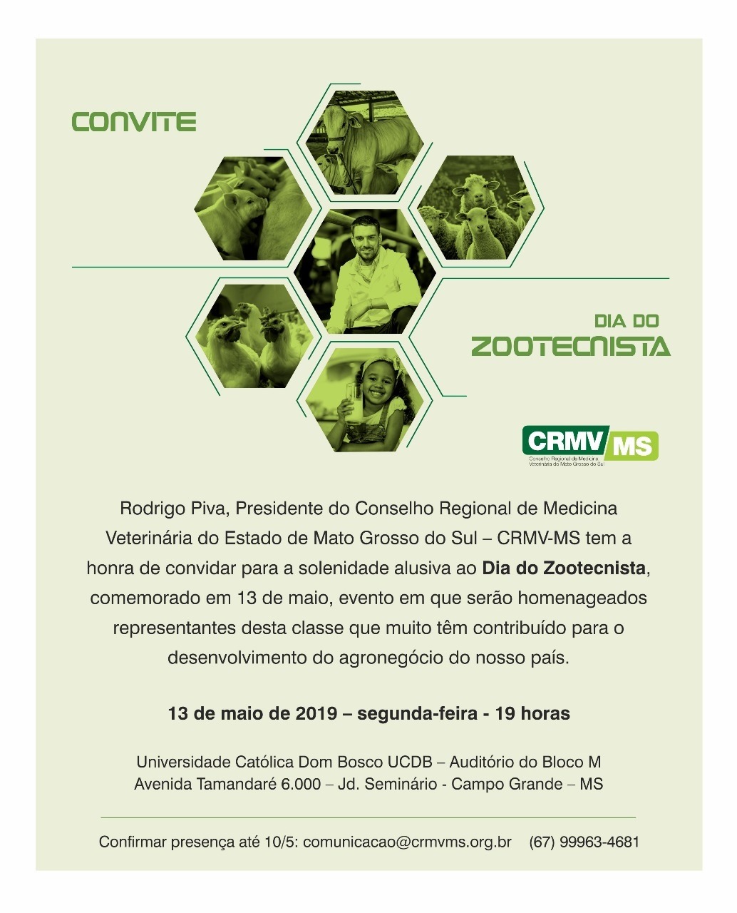 CRMV-MS realiza na próxima segunda evento em comemoração ao Dia do Zootecnista CRMV-MS realiza na próxima segunda evento em comemoração ao Dia do Zootecnista