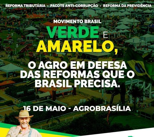 Produtores do MS participarão do Movimento “Brasil Verde Amarelo” manifesto do Agro em apoio às reformas Produtores do MS participarão do Movimento “Brasil Verde Amarelo” manifesto do Agro em apoio às reformas