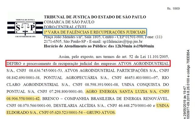 Com dívida de R$ 12 bi, Atvos (antiga Odebrecht Agro) entra em recuperação judicial Com dívida de R$ 12 bi, Atvos (antiga Odebrecht Agro) entra em recuperação judicial