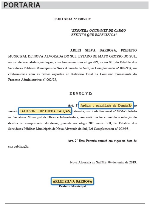 Prefeito exonera servidor público, conhecido por fazer duras críticas contra políticos de Nova Alvorada do Sul