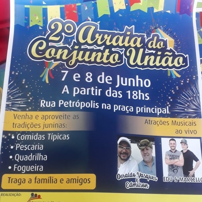 Pelo segundo ano, Conjunto União terá arraiá com comidas típicas e música ao vivo Pelo segundo ano, Conjunto União terá arraiá com comidas típicas e música ao vivo