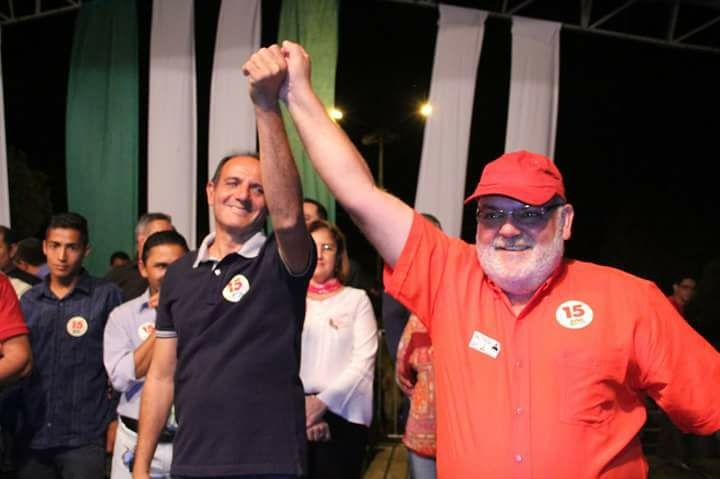 Prefeito Arlei Silva Barbosa (MDB) e Paulo Puffy (PT) nas eleições municipais de 2016. foto arquivo pessoal Facebook