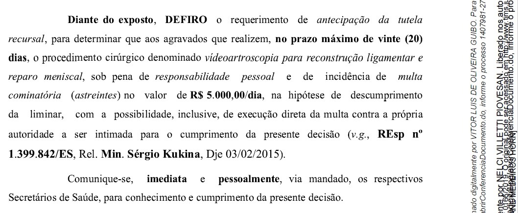 Justiça determina que Secretario Municipal de Saúde providencie cirurgia em paciente no máximo em 20 dias