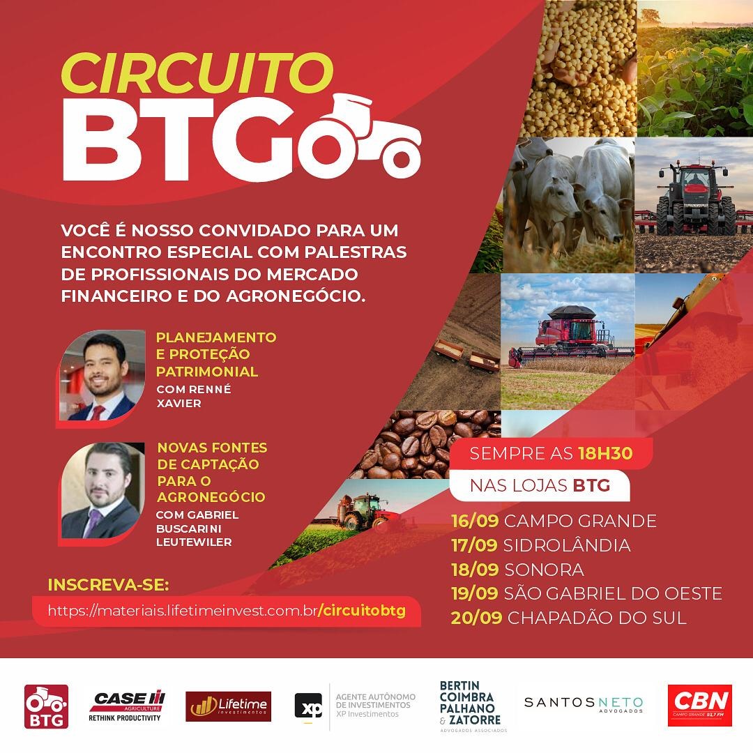 Palestras gratuitas com especialistas ensinam como proteger patrimônio e ampliar investimentos no agronegócio