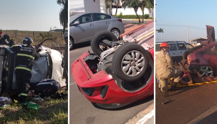 Domingo é marcado por acidentes em Campo Grande, dentre eles, três capotamentos