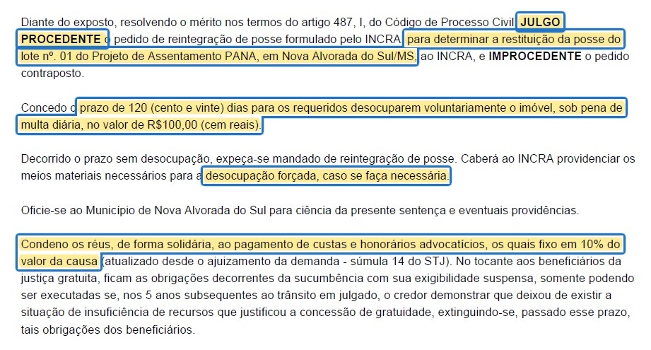 Justiça Federal concede reintegração de posse do Lote 01 e famílias tem 120 dias para deixar a área