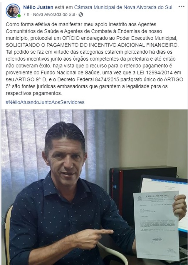 Servidores Público organizam manifestação para cobrar prefeito do pagamento do Incentivo Adicional Financeiro Vereador usou sua rede social, onde fez oficio para cobrar a prefeitura providencias sobre o caso.