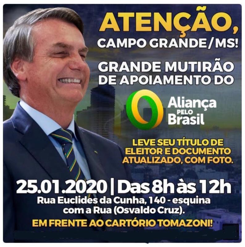 Movimentos de Rua da Capital se reúnem no sábado para colher assinaturas em apoio à criação do Aliança pelo Brasil