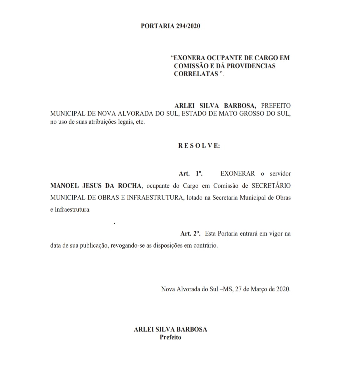 Secretários Paulo Puff e Manoel da Obra são exonerados da Prefeitura e voltam para a Câmara