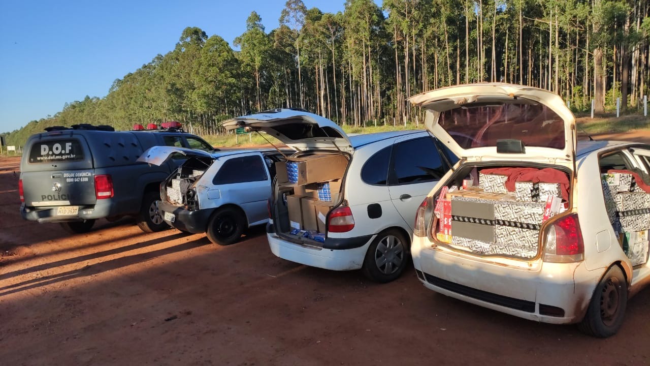 Três veículos com produtos contrabandeados do Paraguai foram apreendidos pelo DOF durante a Operação Hórus