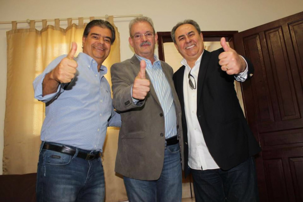 PSD declara apoio à pré-candidatura de Geraldo a prefeito de Dourados O Presidente estadual do PTB, Nelsinho Trad, o Pré Candidato a Prefeito de Dourados Geraldo Resende e Presidente Estadual do PSD Antonio Carlos Lacerda; Foto Assessoria