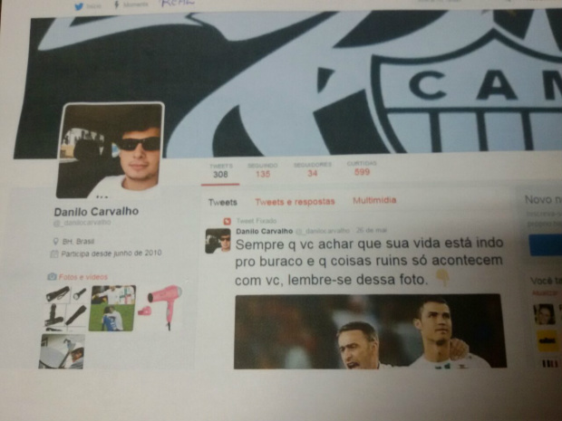 Perfil verdadeiro: Danilo Carvalho.;/Reprodução Facebook