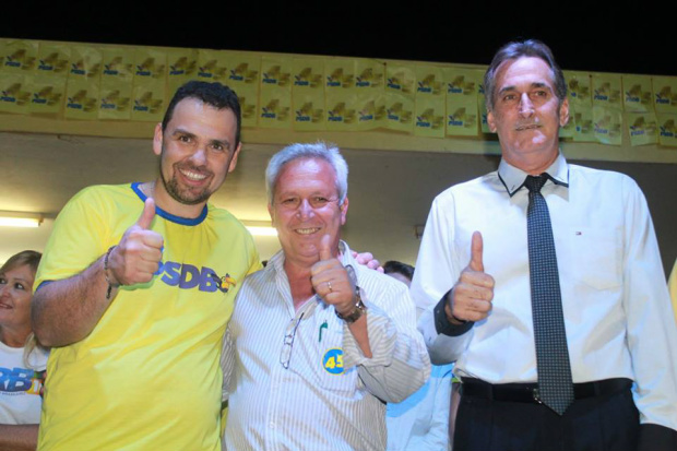 Pré-candidato a reeleição juvenal neto (PSDB), vereador e presidente da camará pré-candidato a reeleição (PSD)  e Maurílio Zandoná pré-candidato a vice prefeito (PEN).:/ foto Juciley Magahães