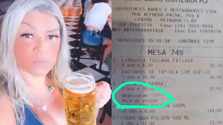 Mulher relata assédio ao ver comanda com comentário sobre o corpo dela Mulher relata assédio ao ver comanda com comentário sobre o corpo dela